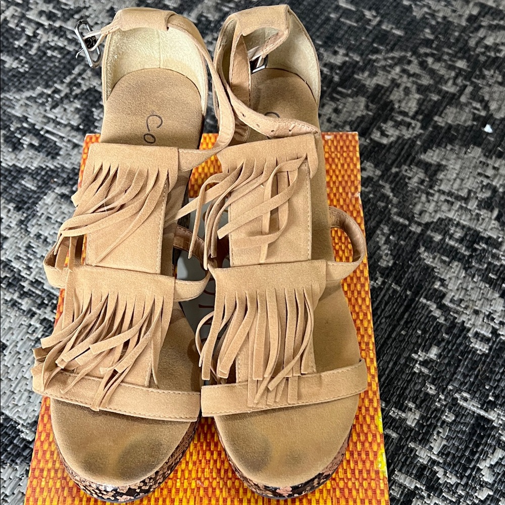 Coconuts by Matisse Tan Fringe Sandals